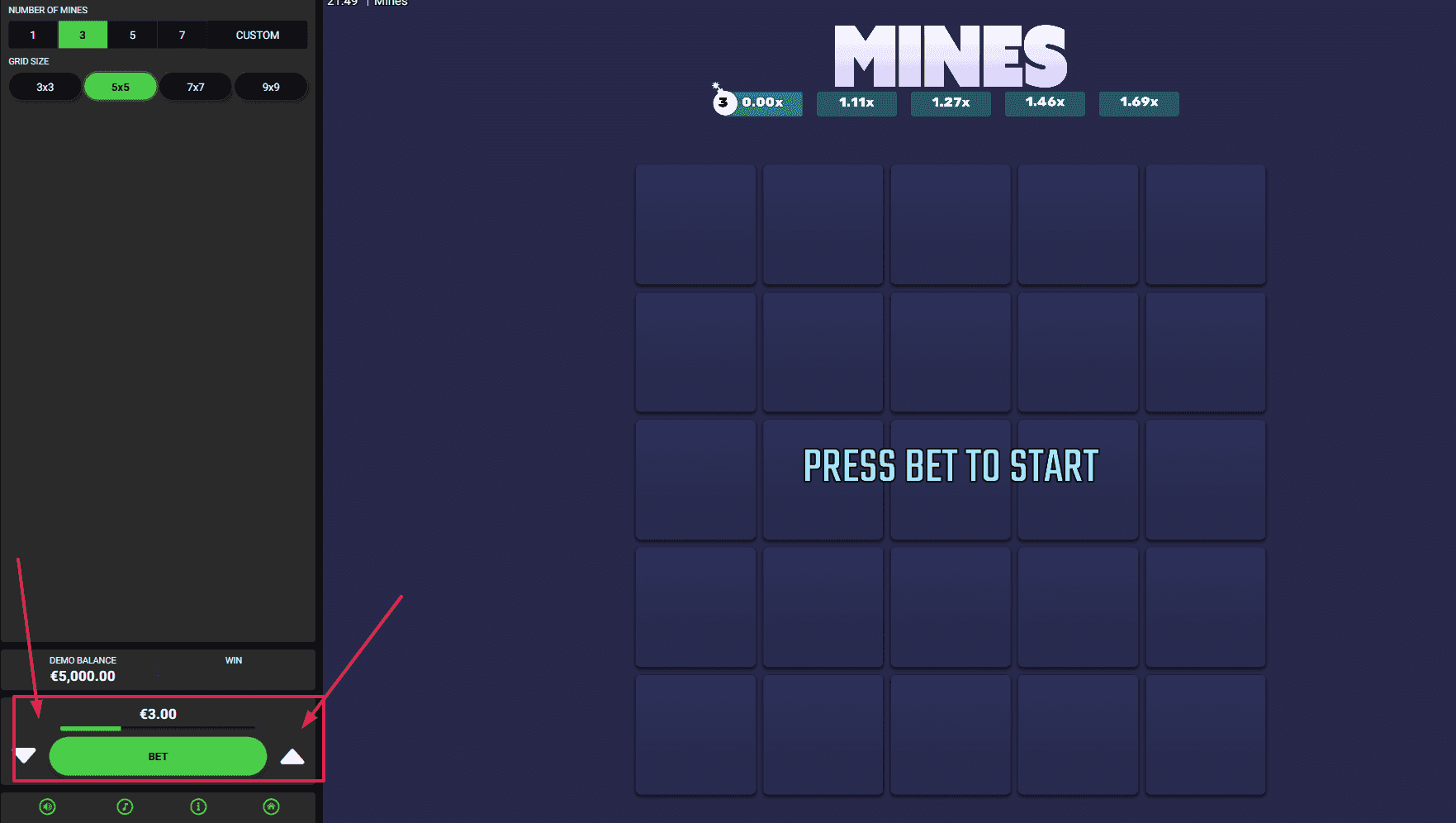 Select Your Bet Size